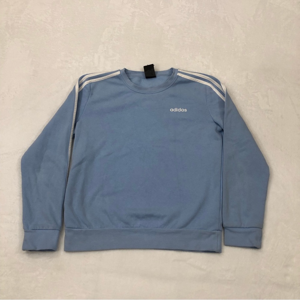 Adidas Original Baby Blue Casual Essential Pullover Crewneck Sweatshirt Womens M
